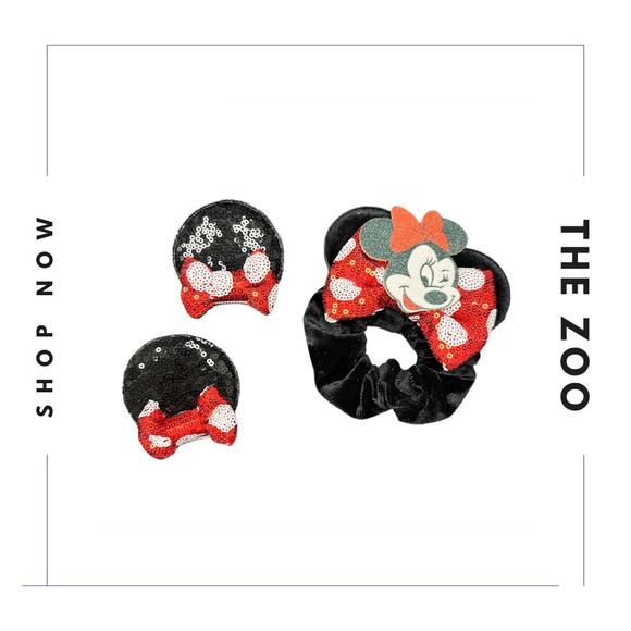 Scrunchie and Hair Clips with Mouse Ears Minnie Mouse - Picture 1 of 3